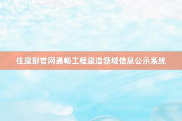 住建部官网通畅工程建造领域信息公示系统
